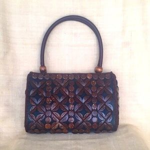 Vintage Handmade Coconut Shell Handbag